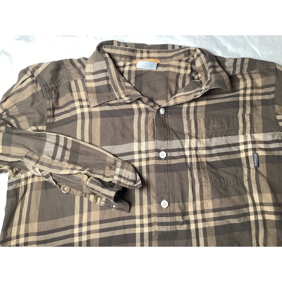 Columbia Other - Columbia Mens Brown Plaid Long Sleeve Button Down Cotton Shirt Large RN69724